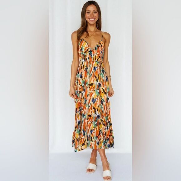 INDIKAH MIDI FLORAL DRESS NEW WITH TAGS - Picture 8 of 13